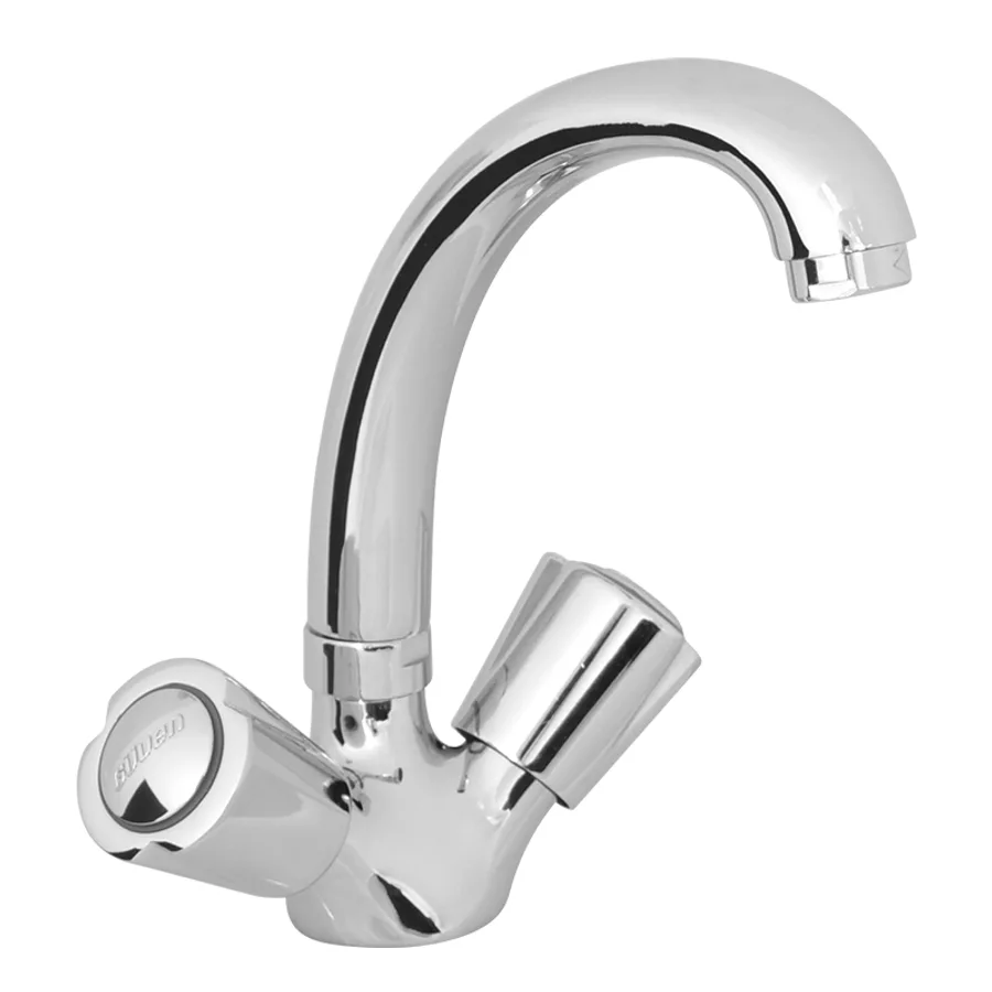 4203-17 Swan Neck Basin Mixer, Deluxe, Chrome