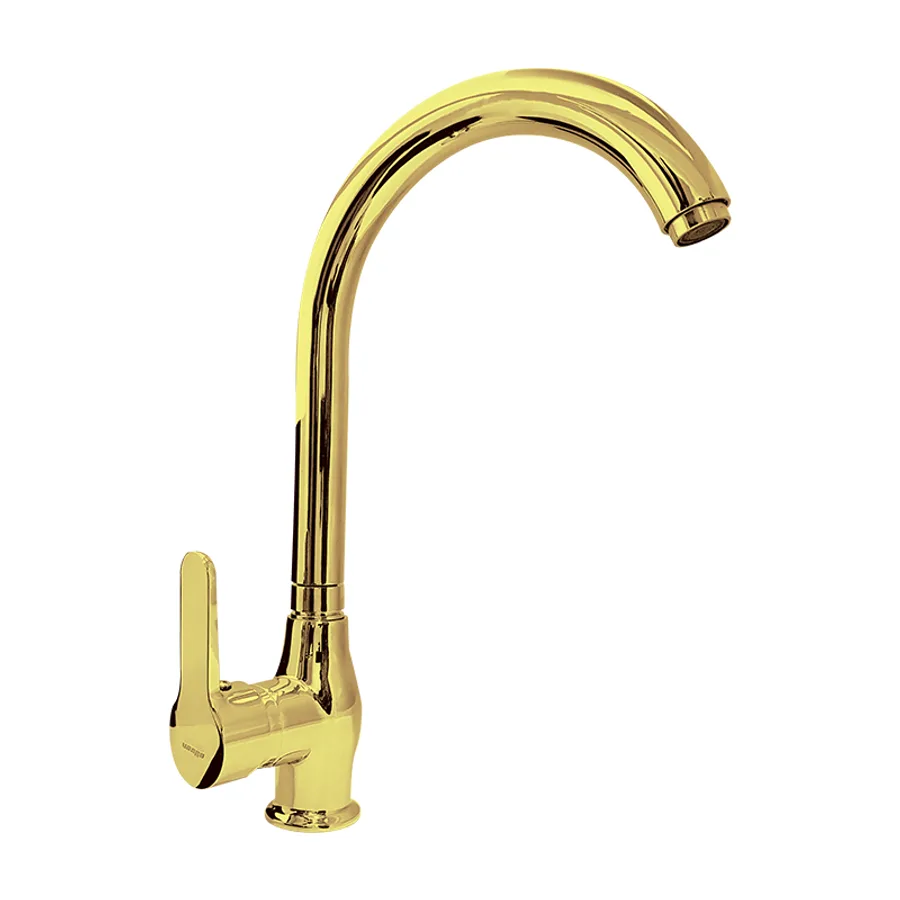 7103-02 Swan Neck Sink Mixer, Gold, Gold