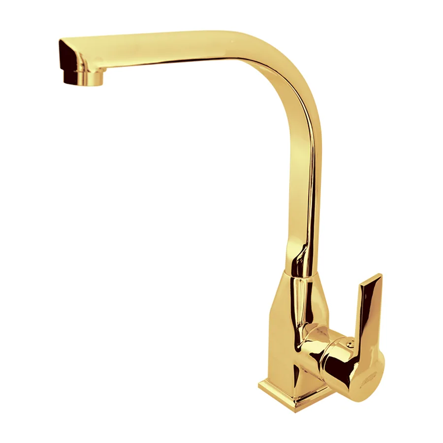 8603-02 Swan Neck Sink Mixer, Gold, Gold