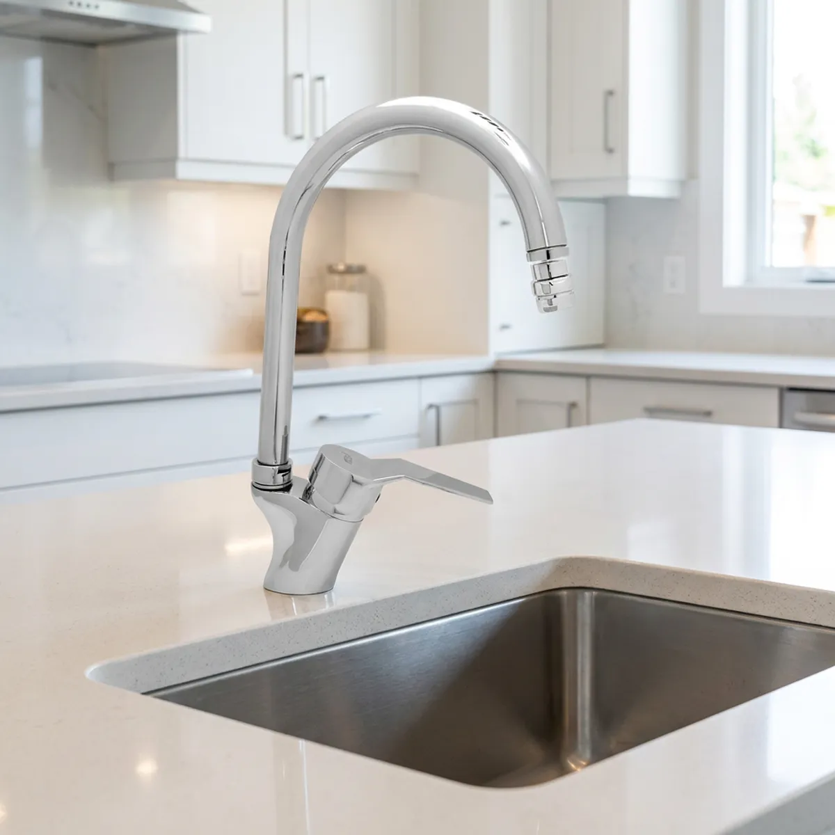 9502 Swan Neck Basin Mixer — In use