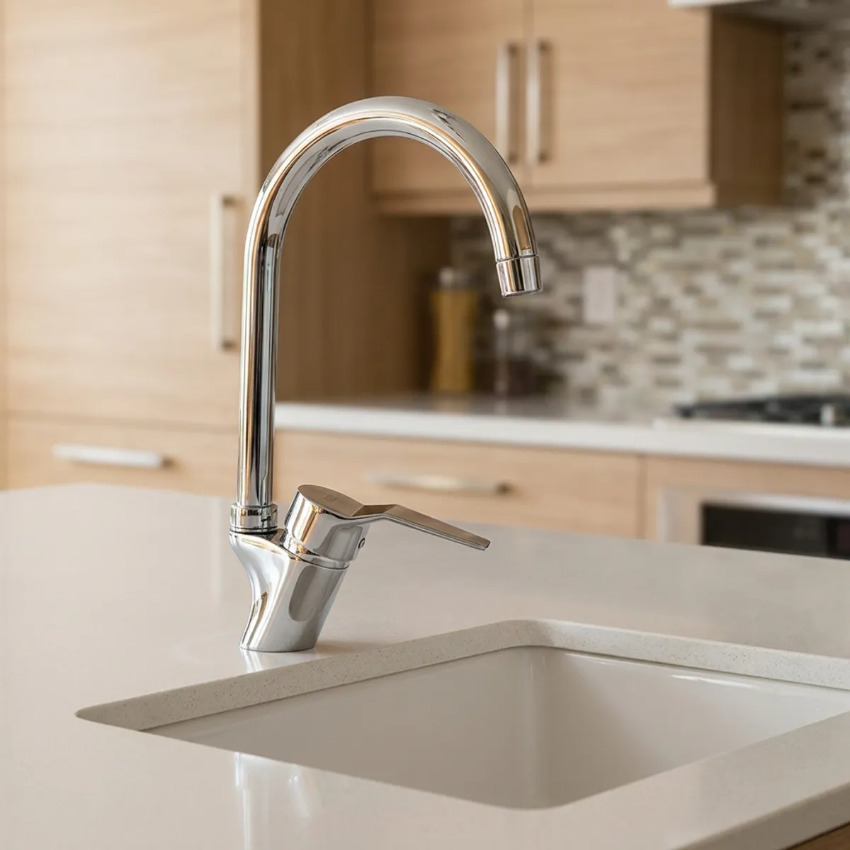 9533 Swan Neck Sink Mixer, Swivel Spout — In use